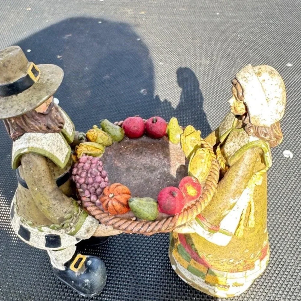 Vintage Style Thanksgiving Pilgrim Harvest Figurine Set‎ Religious Folk Art 7pc